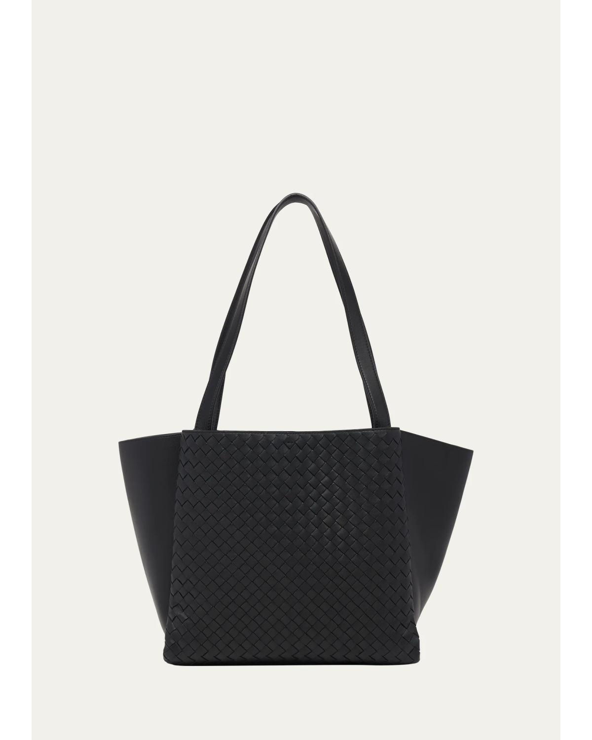Bottega Veneta Corso Medium Leather Tote Bag In Black