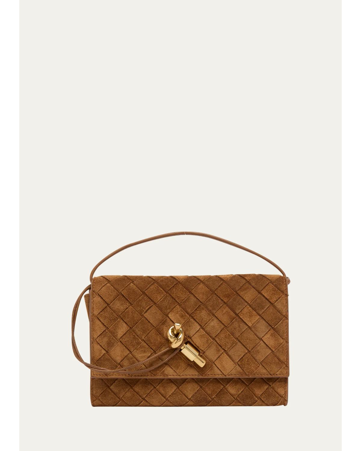 Bottega Veneta Andiamo Leather Wallet-on-chain In Dark Caramel