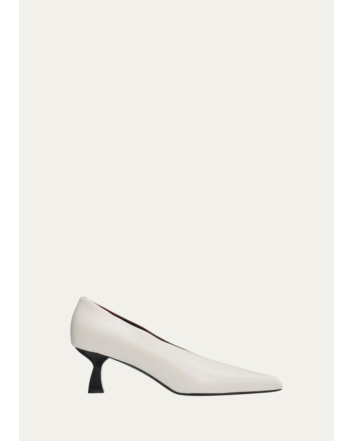 70Mm Lambskin Leather Kitten-Heel Pumps