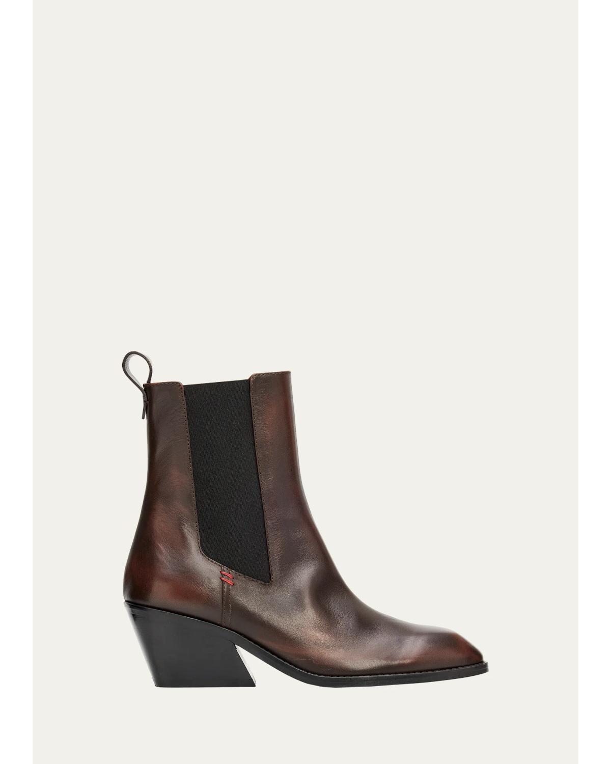 65Mm Leather Chelsea Booties