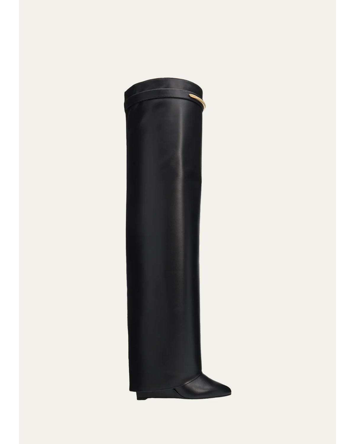 90Mm Shark Pinch Leather Over-The-Knee Boots