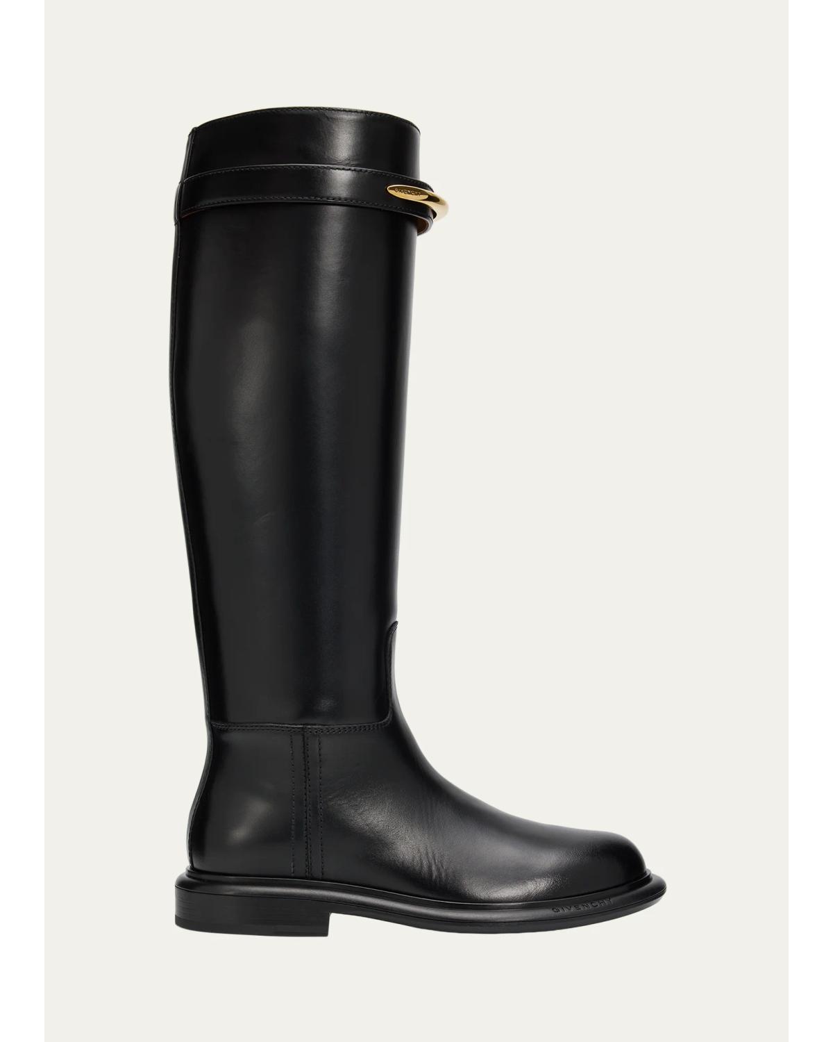 Pinch Leather Knee-High Riding Boots