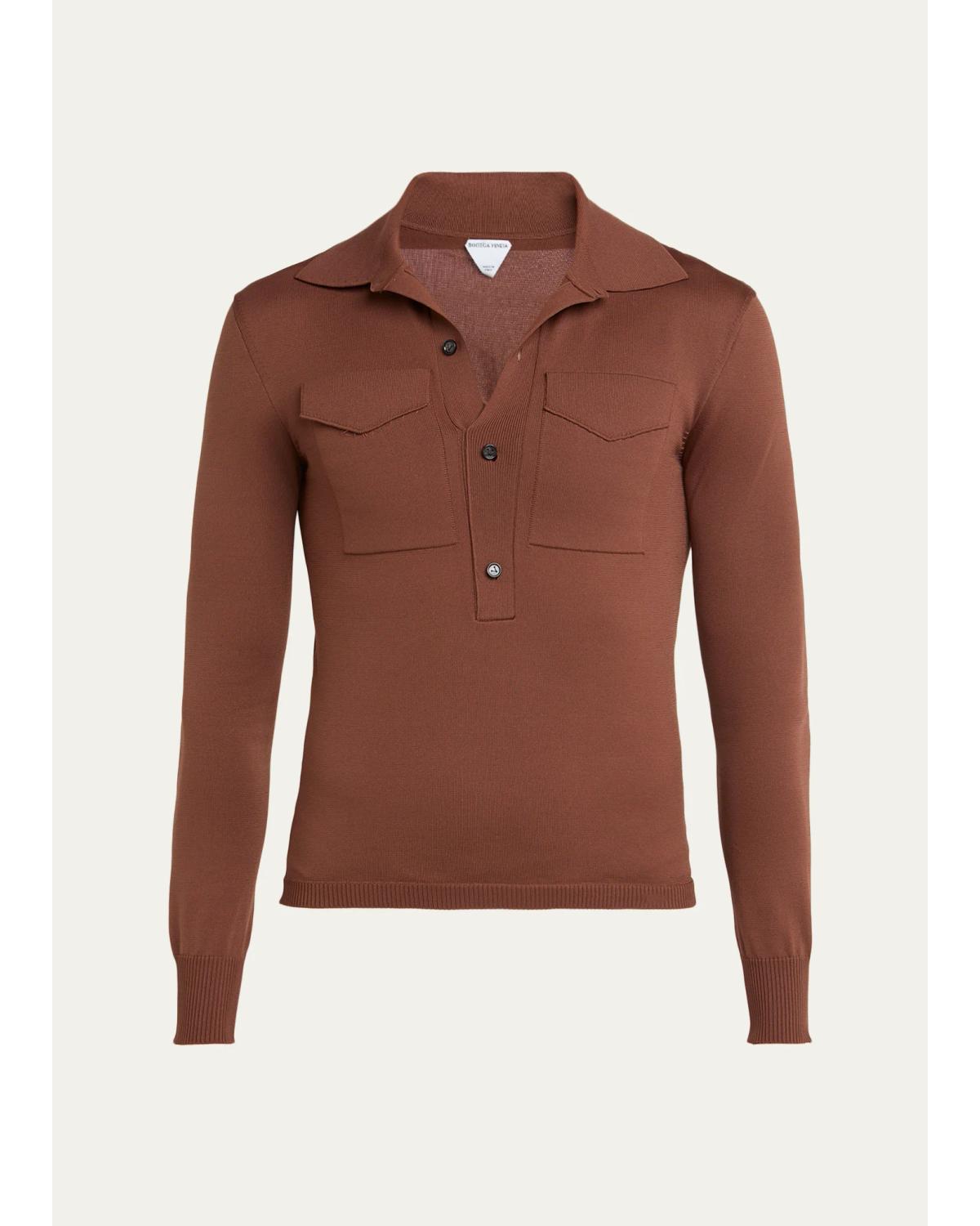Men'S Slim Technical Long-Sleeve Polo Shirt