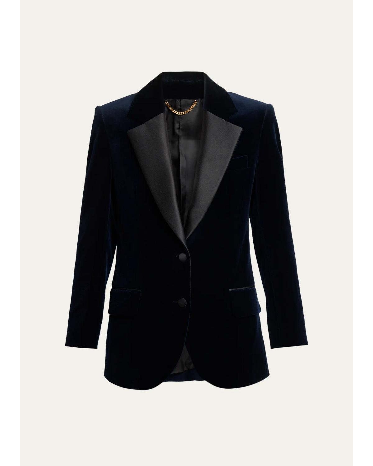 Lapels Single-Breasted Velvet Jacket