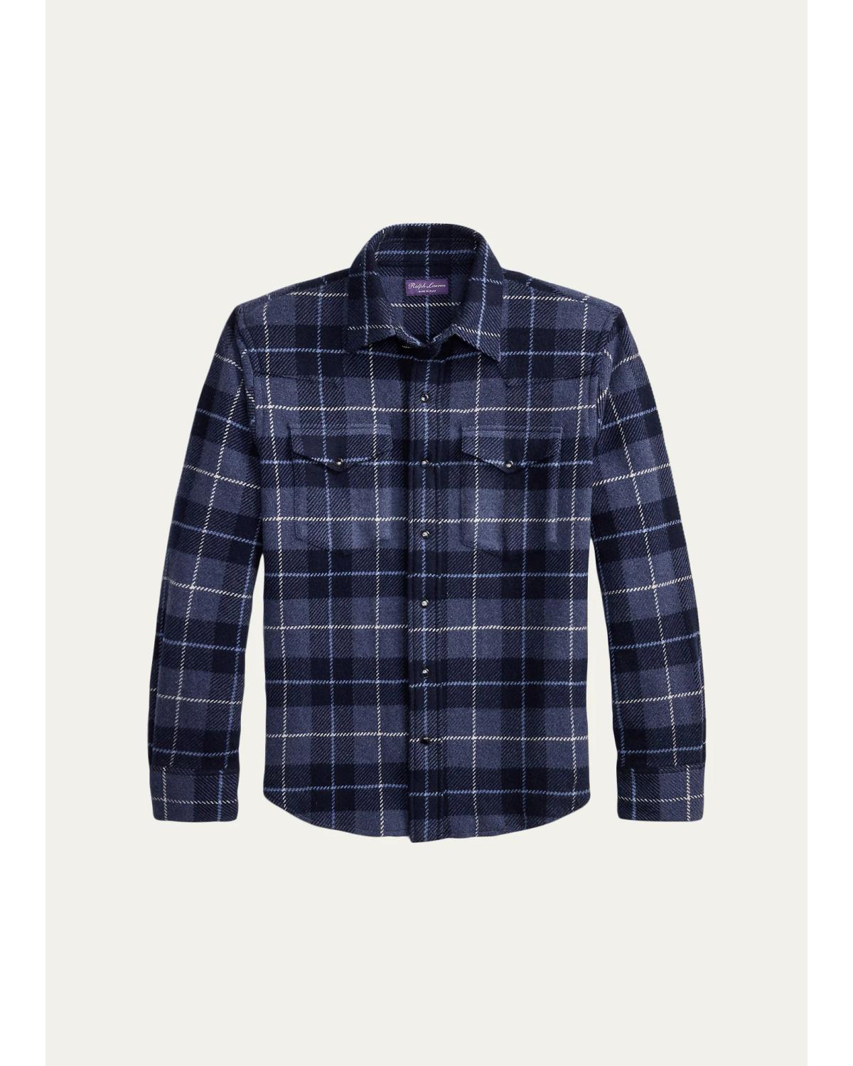 Men'S Plaid Cashmere Western Shirt