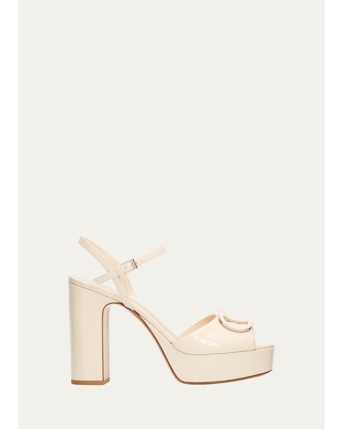 115Mm Vlogo Patent Leather Platform Sandals