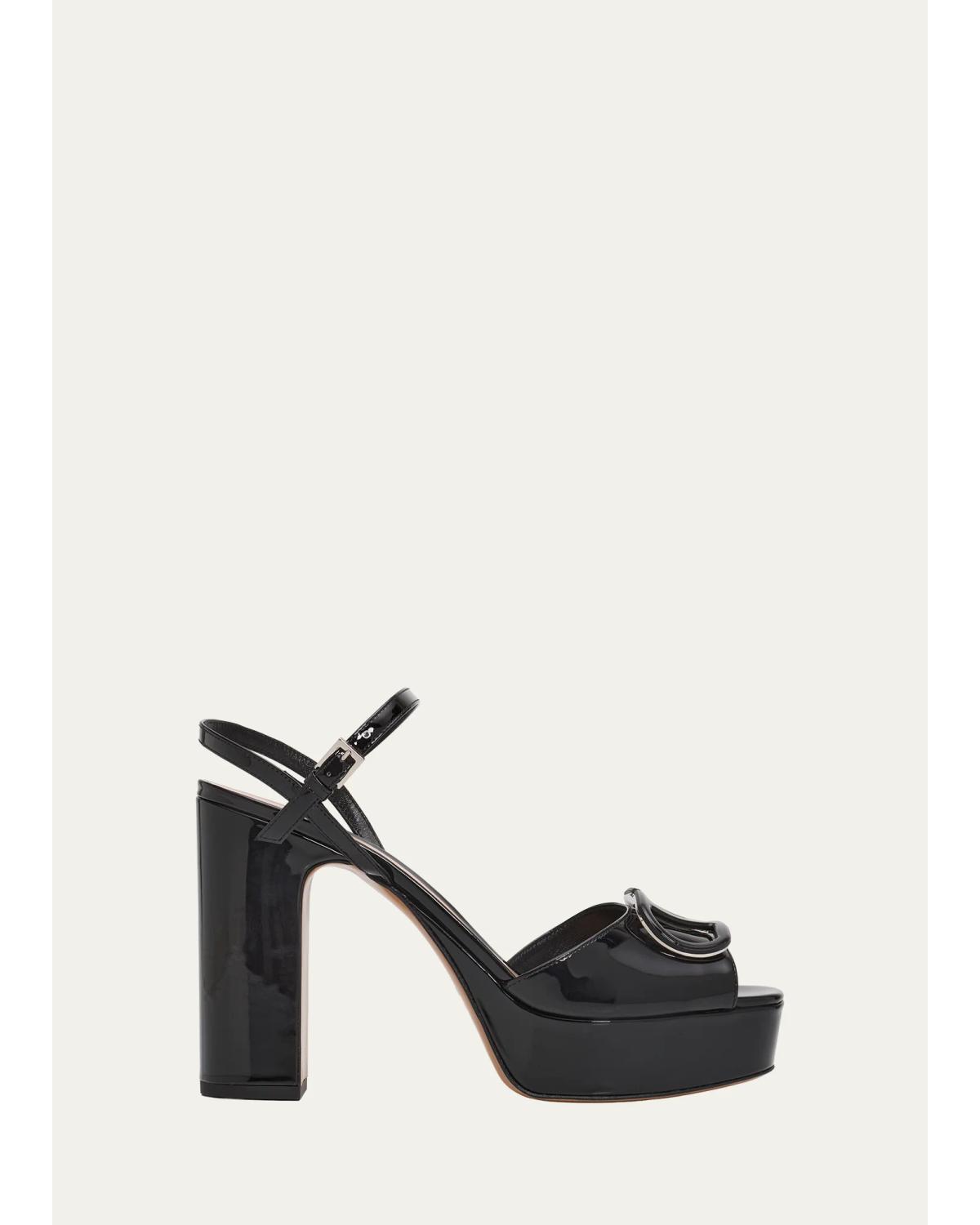 115Mm Vlogo Patent Leather Platform Sandals
