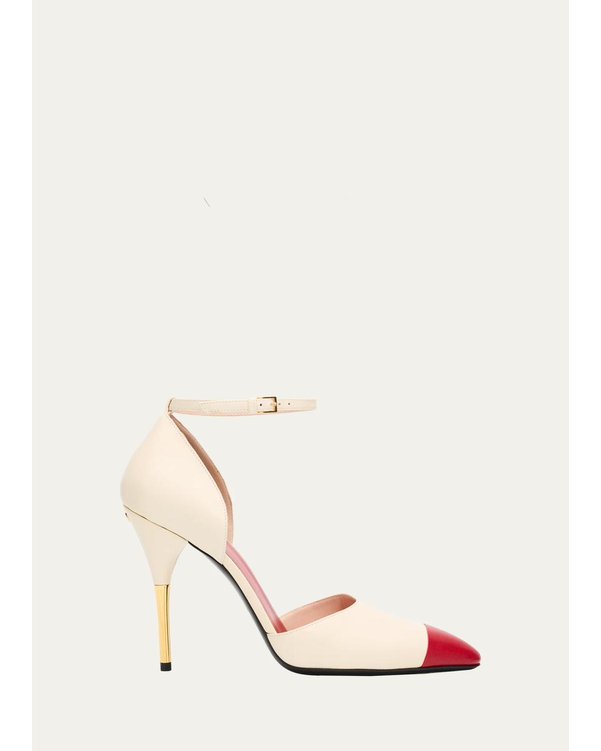 105Mm Sinead Leather Cap-Toe D'Orsay Pumps