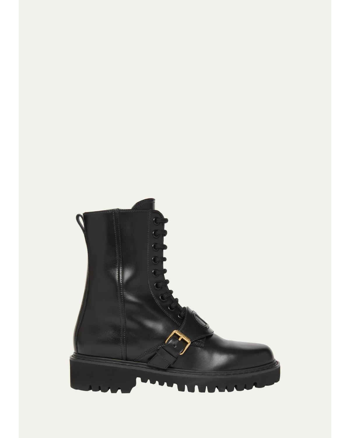Vlogo Leather Combat Boots