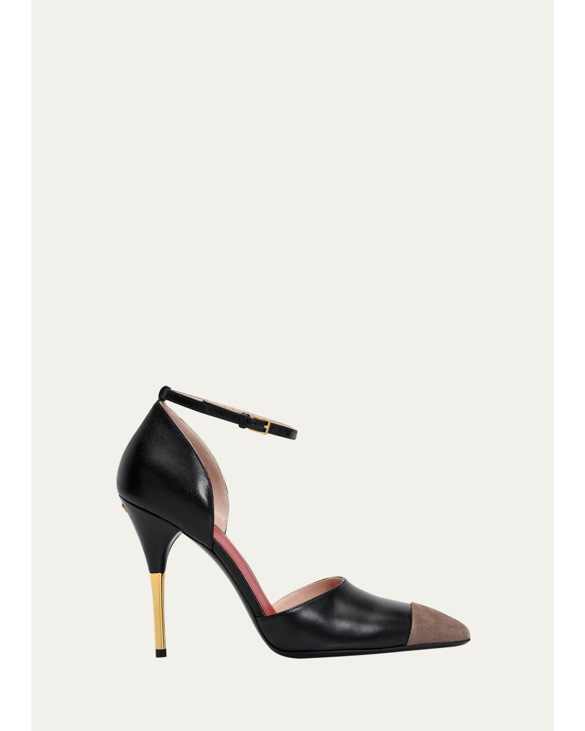 105Mm Sinead Leather Cap-Toe D'Orsay Pumps