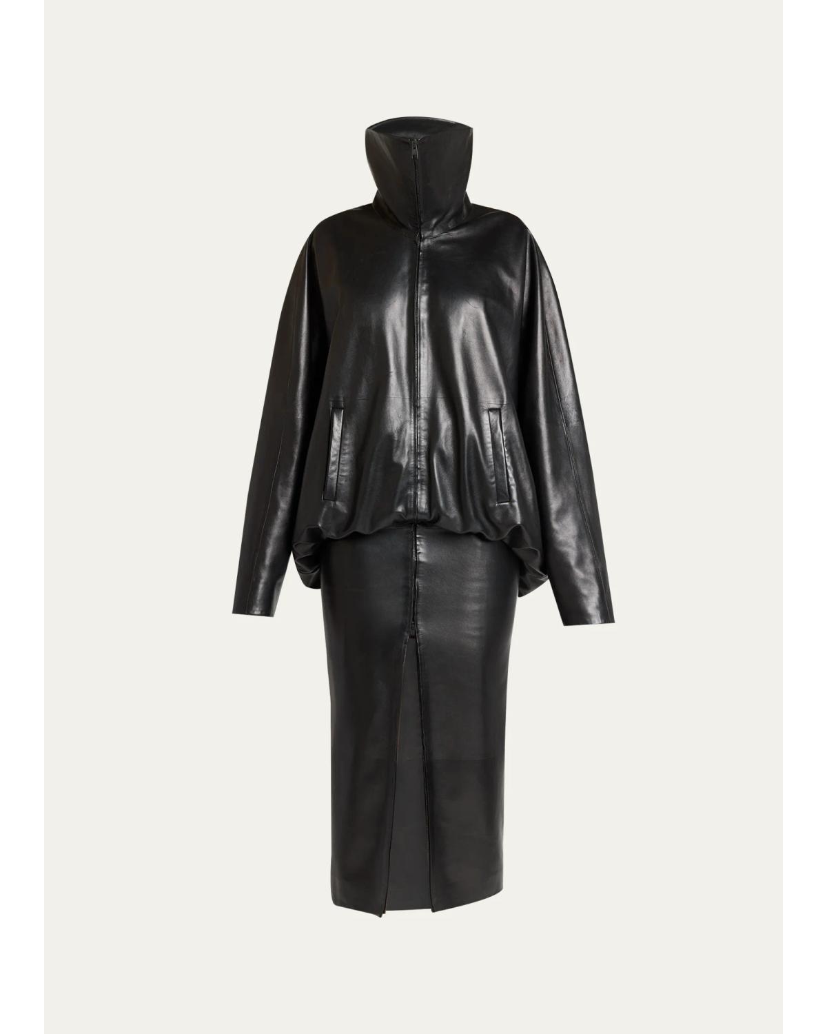 High Collar Blouson Skirted Jacket