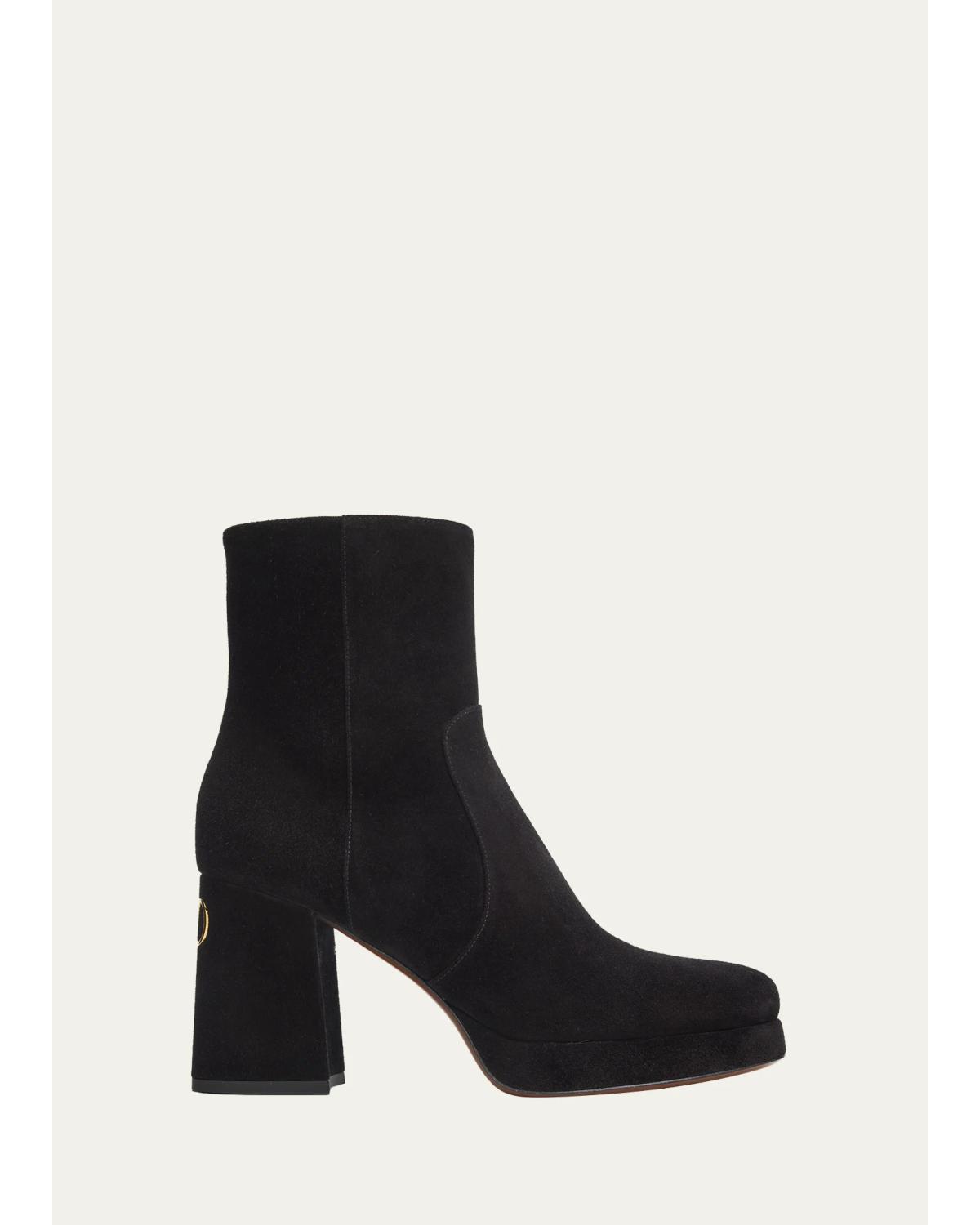 90Mm Fawcette Suede Platform Ankle Boots