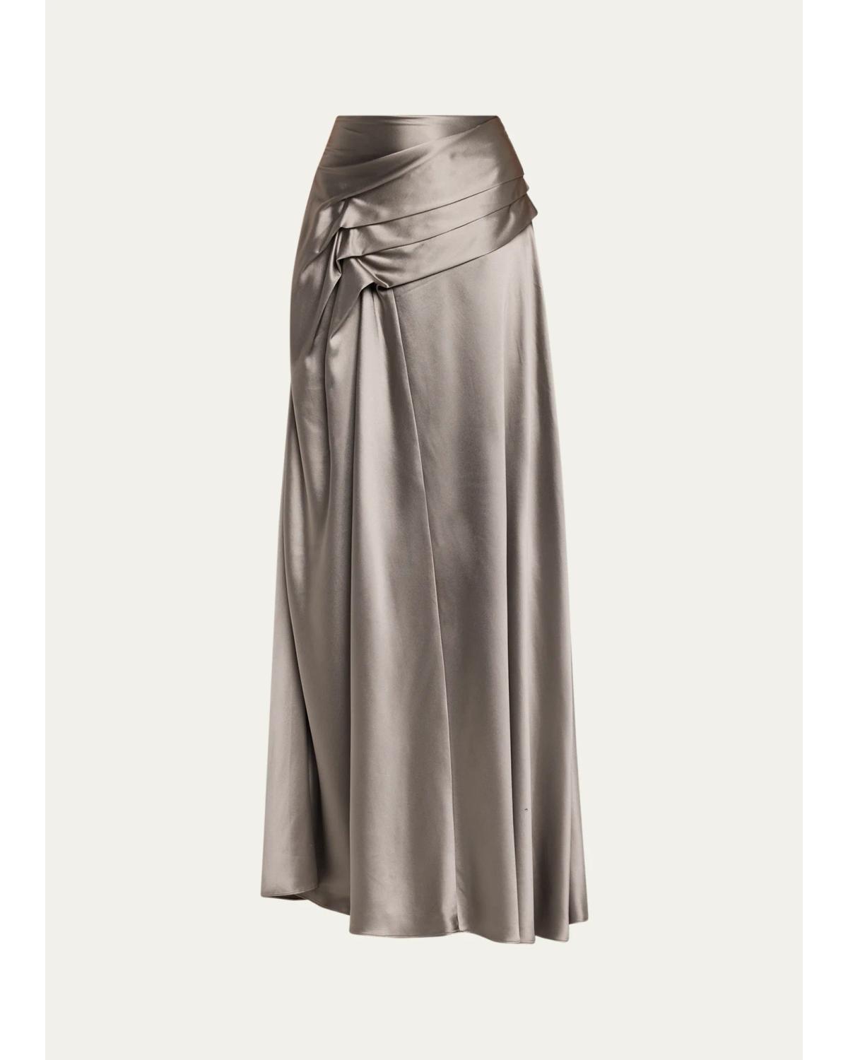 Yvonne Pleat Draped Crepe Back Maxi