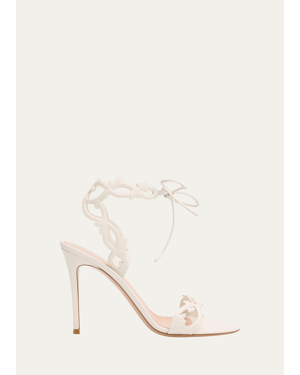 95Mm Nappa Leather Vine Ankle-Tie Sandals
