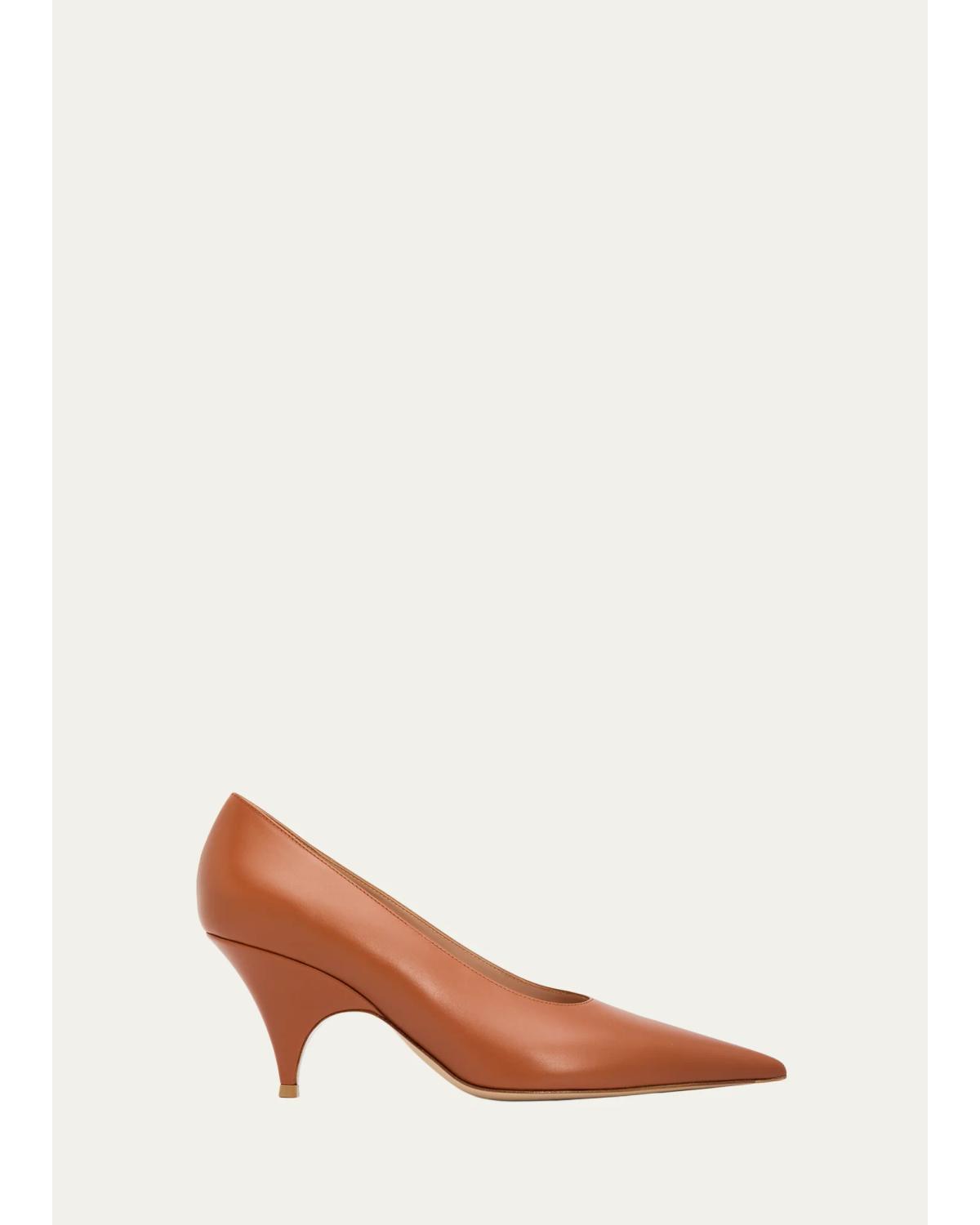70Mm Leather Pointed-Toe Pumps