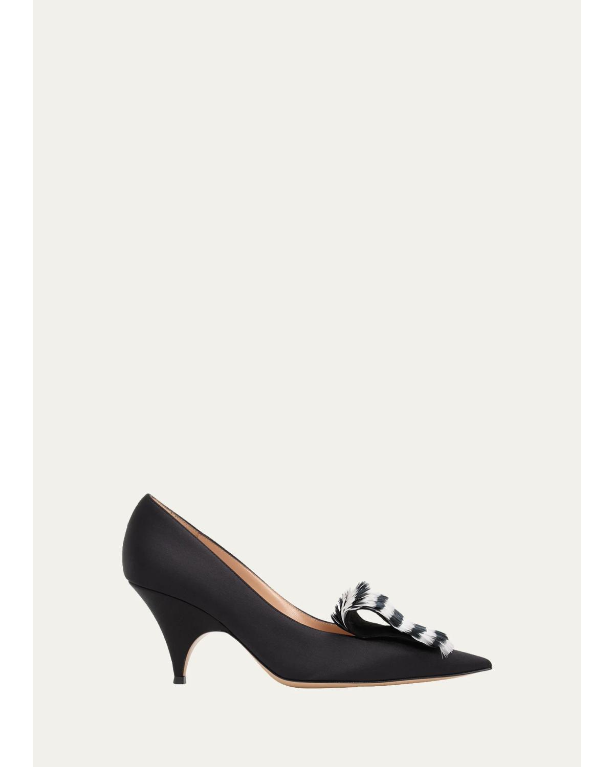 70Mm Feathered Crepe Pumps