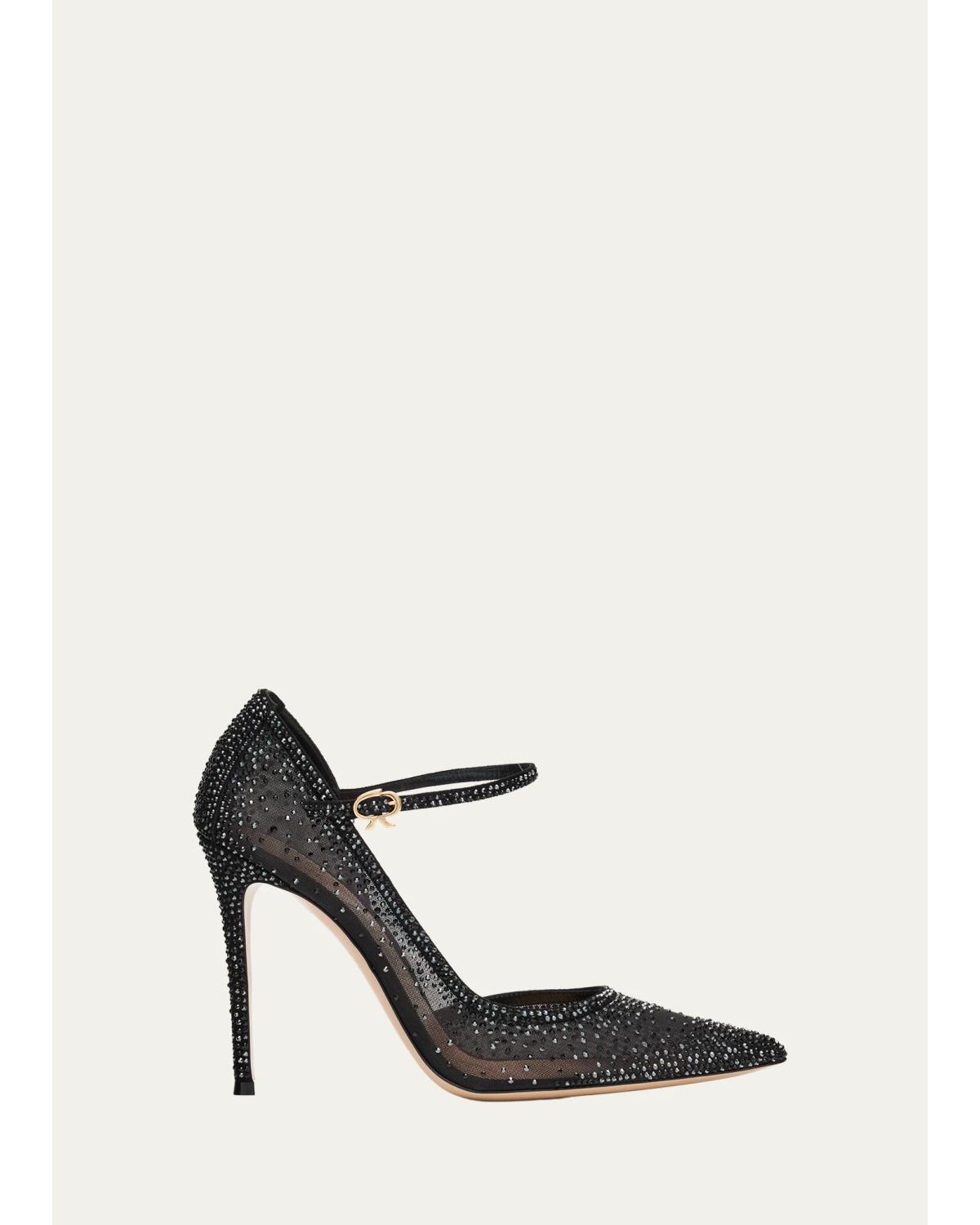95Mm Embellished Organza D'Orsay Pumps