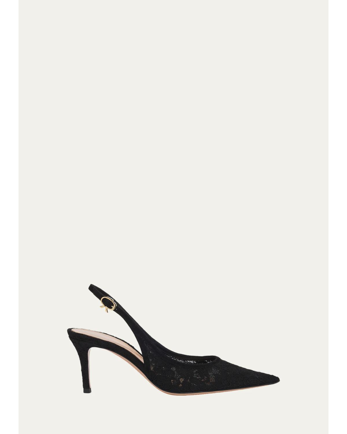 70Mm Floral Lace Slingback