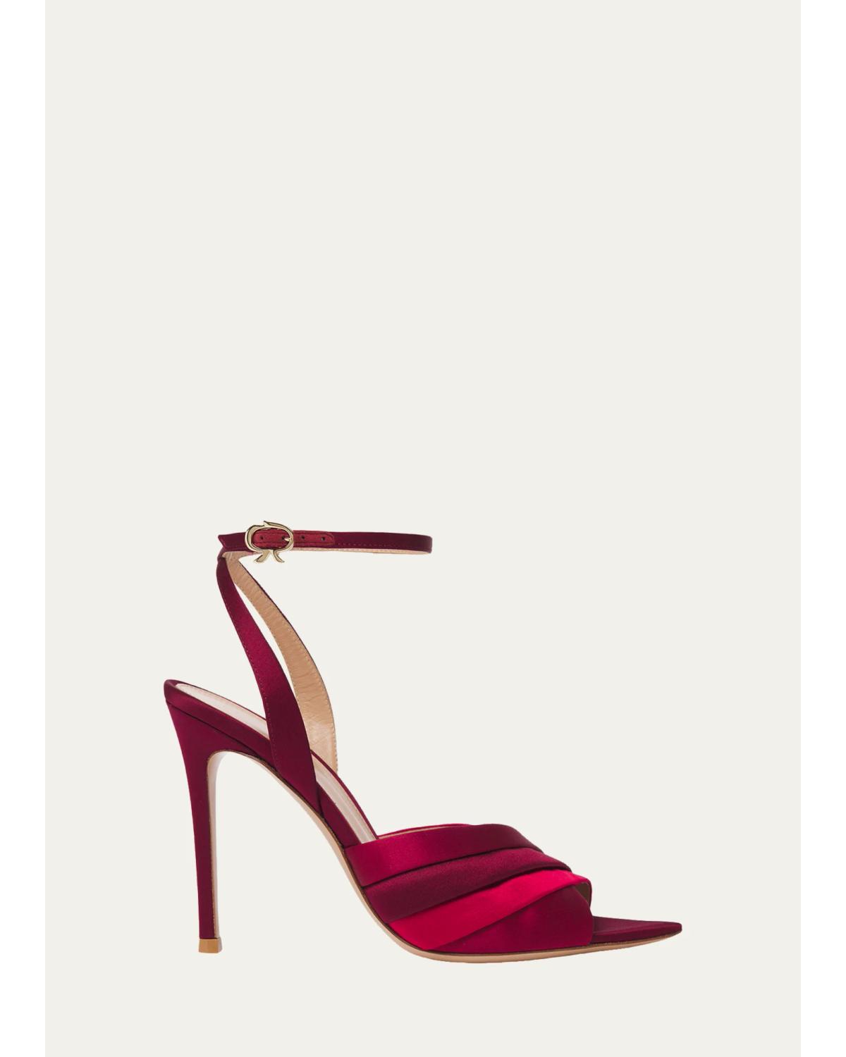 105Mm Crepe Satin Ankle-Strap Pumps