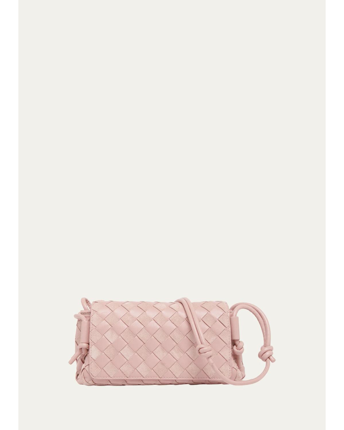 Bottega Veneta Notturno Leather & Suede Shoulder Bag In Plum/nero