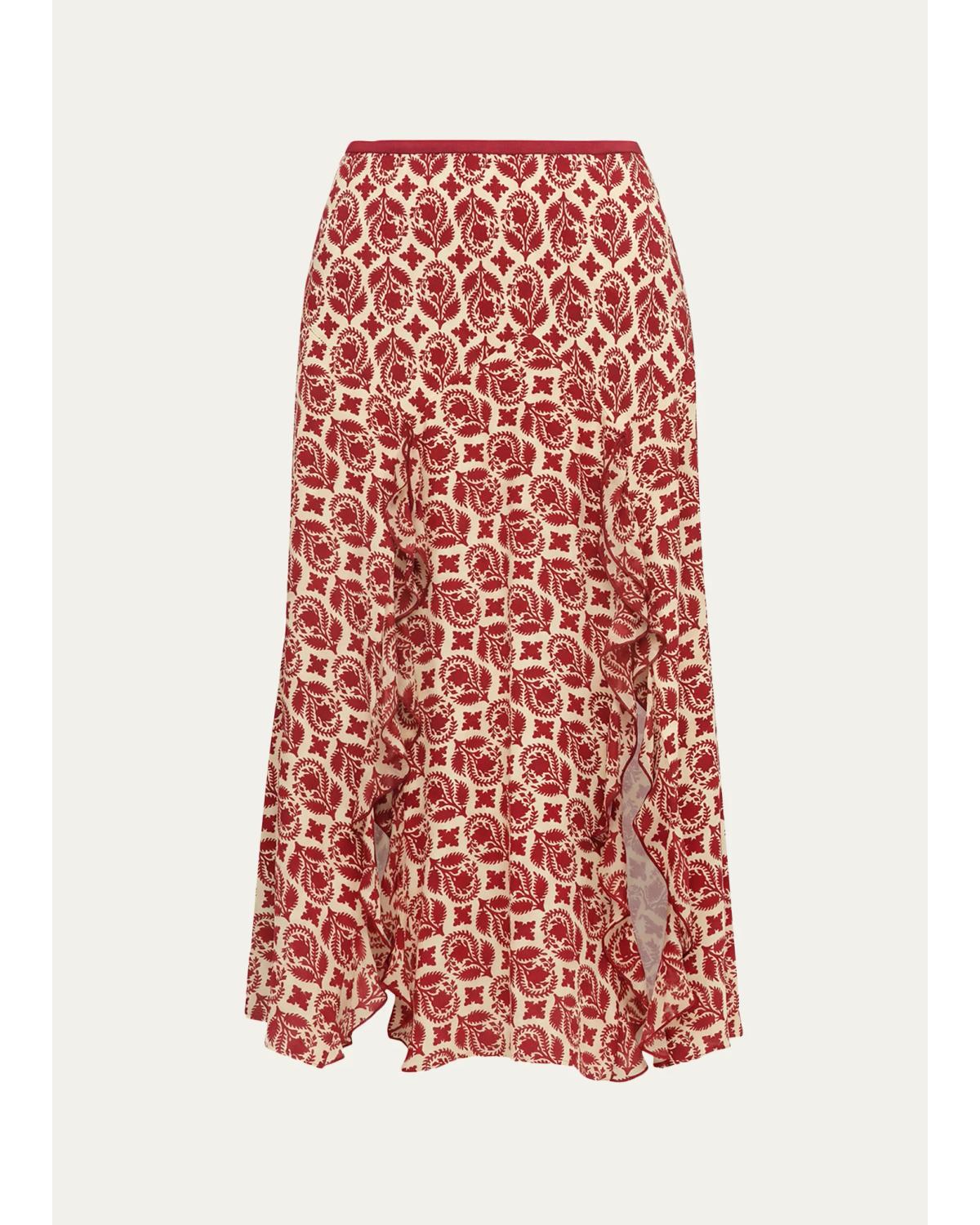 Heavenly Floral-Print Ruffle Midi