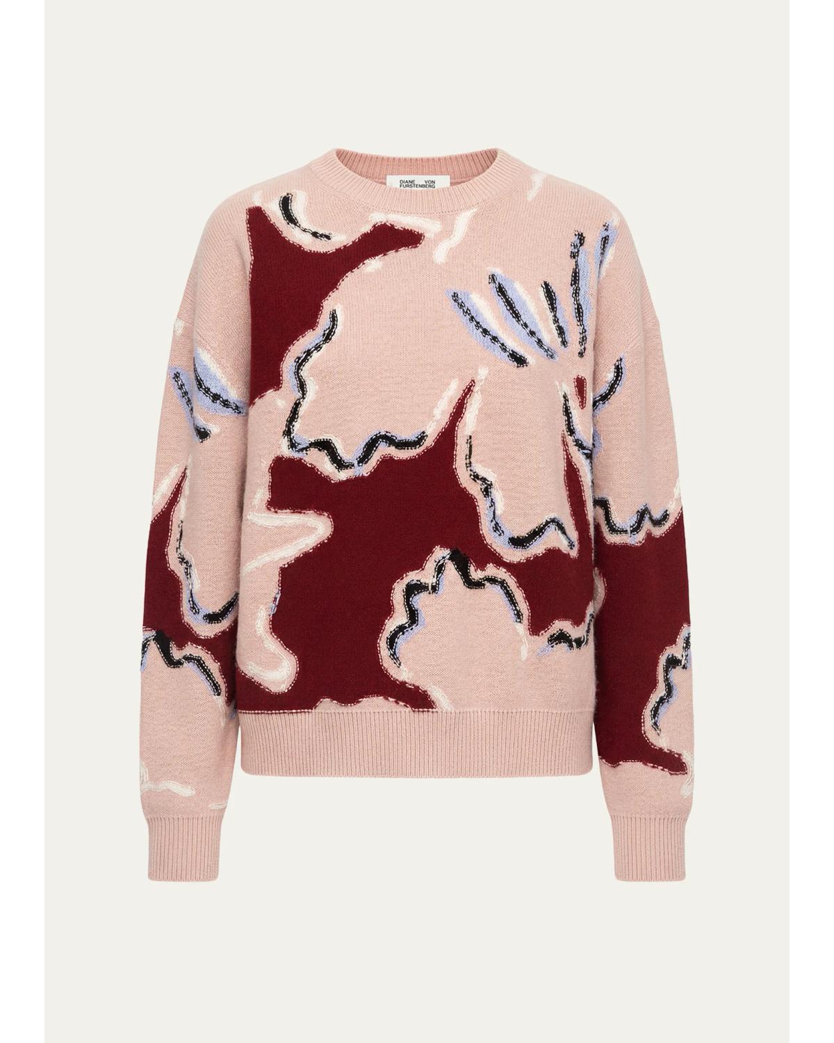 Mirella Floral Intarsia Wool-Cashmere Sweater