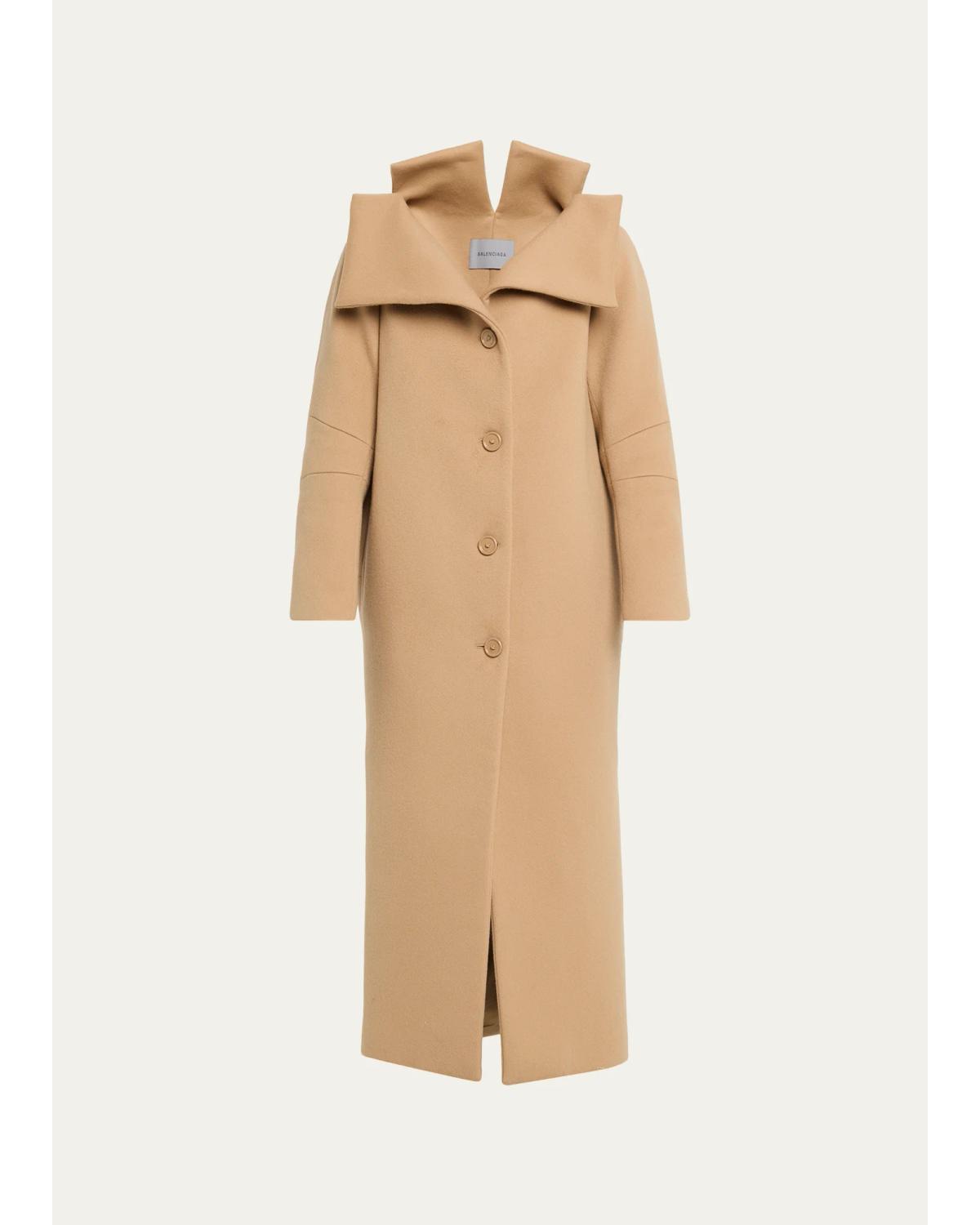 Architectural Vareuse Collar Wool Long Coat