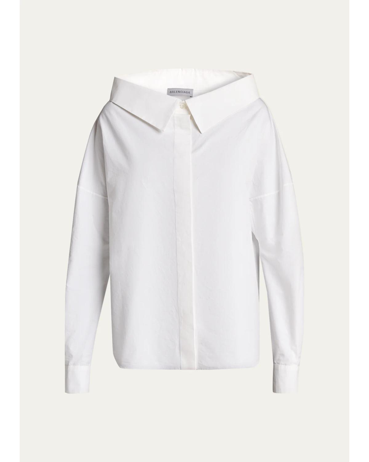 Stola Oversized-Collar Poplin Shirt