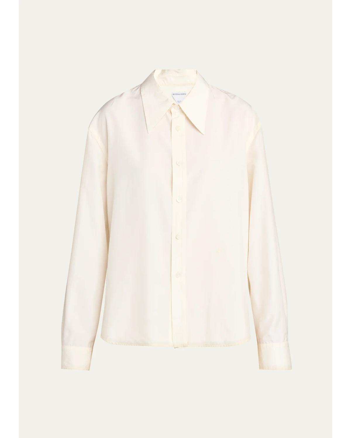 Silk Taffeta Button-Down Shirt