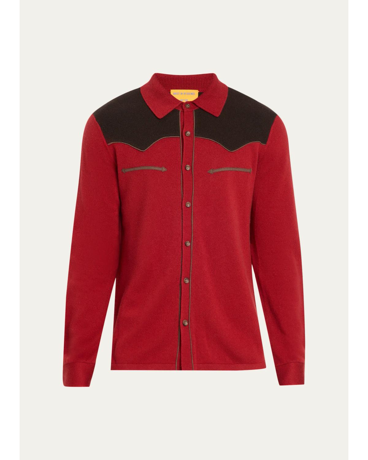 Men'S Colorblocked Cashmere Shirt