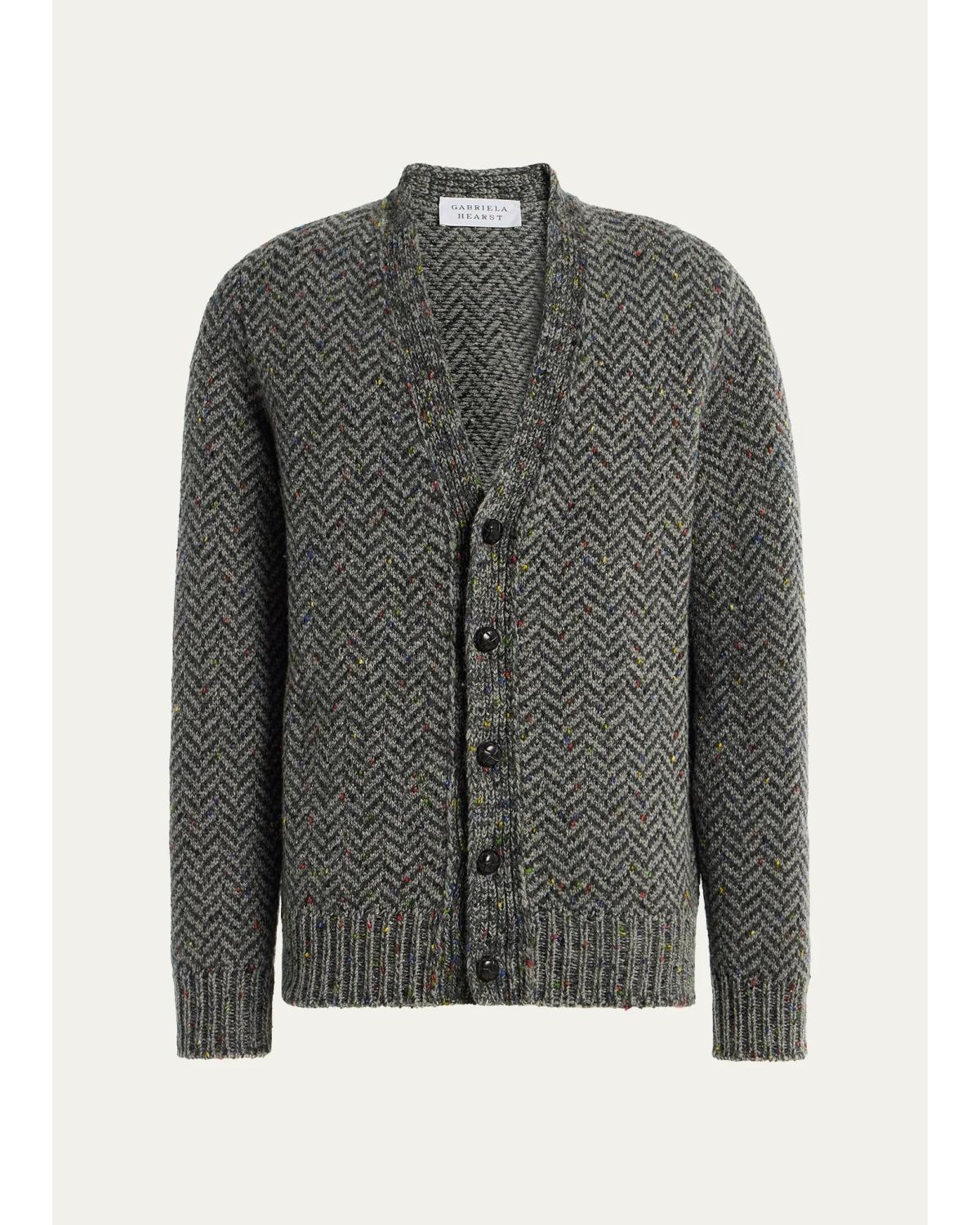 Gentry Chevron-Knit Cashmere Cardigan