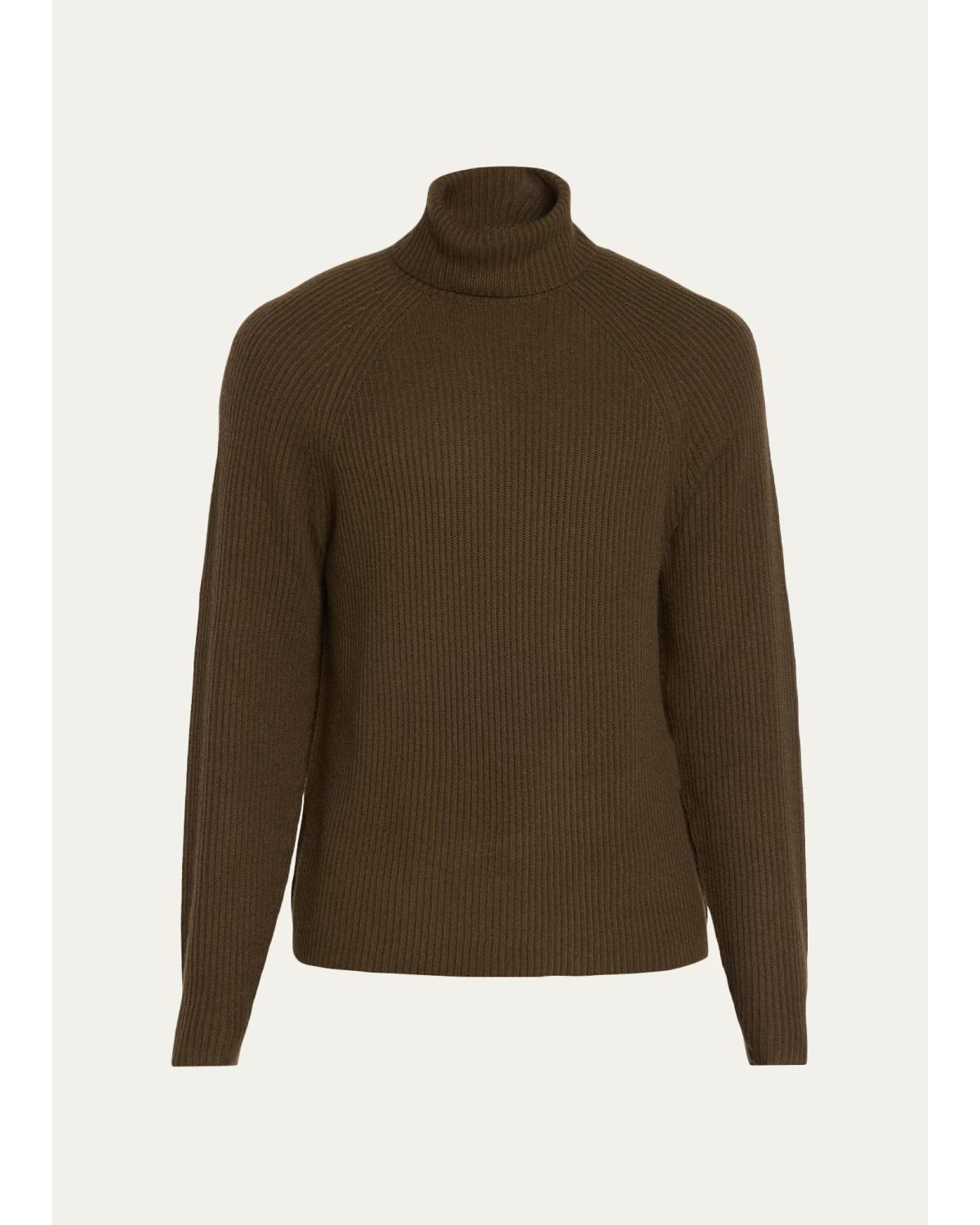 Men'S Rib-Knit Cashmere Turtleneck Sweater