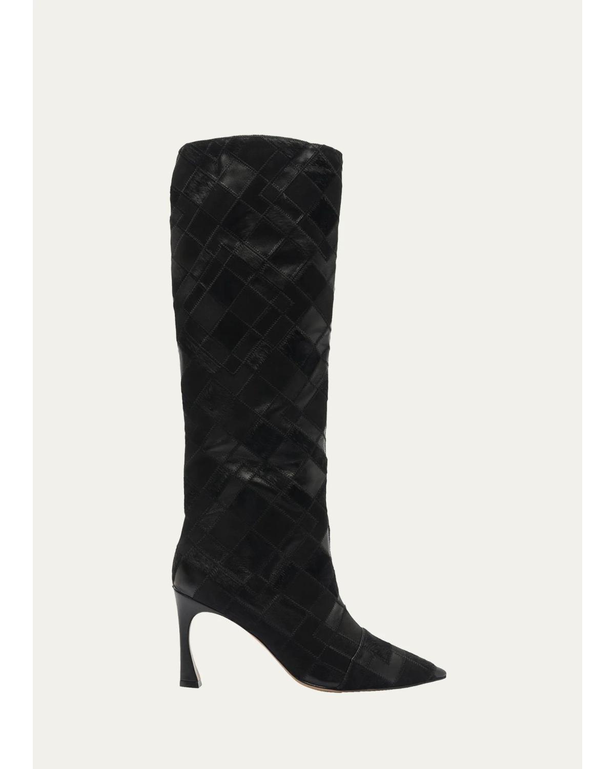 85Mm Annelise Patchwork Knee-High Boots