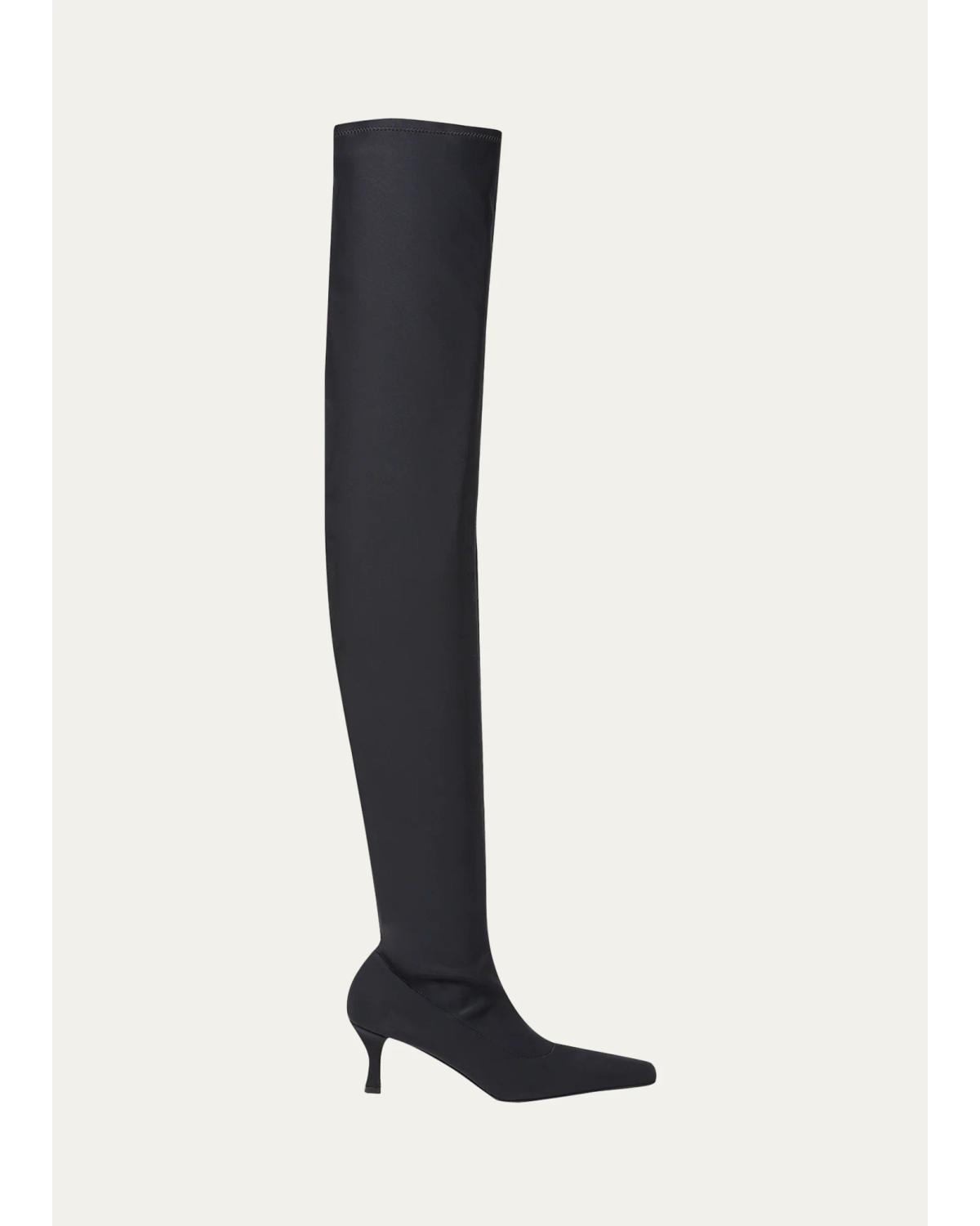 60Mm Trap Leather Over-The-Knee Boots