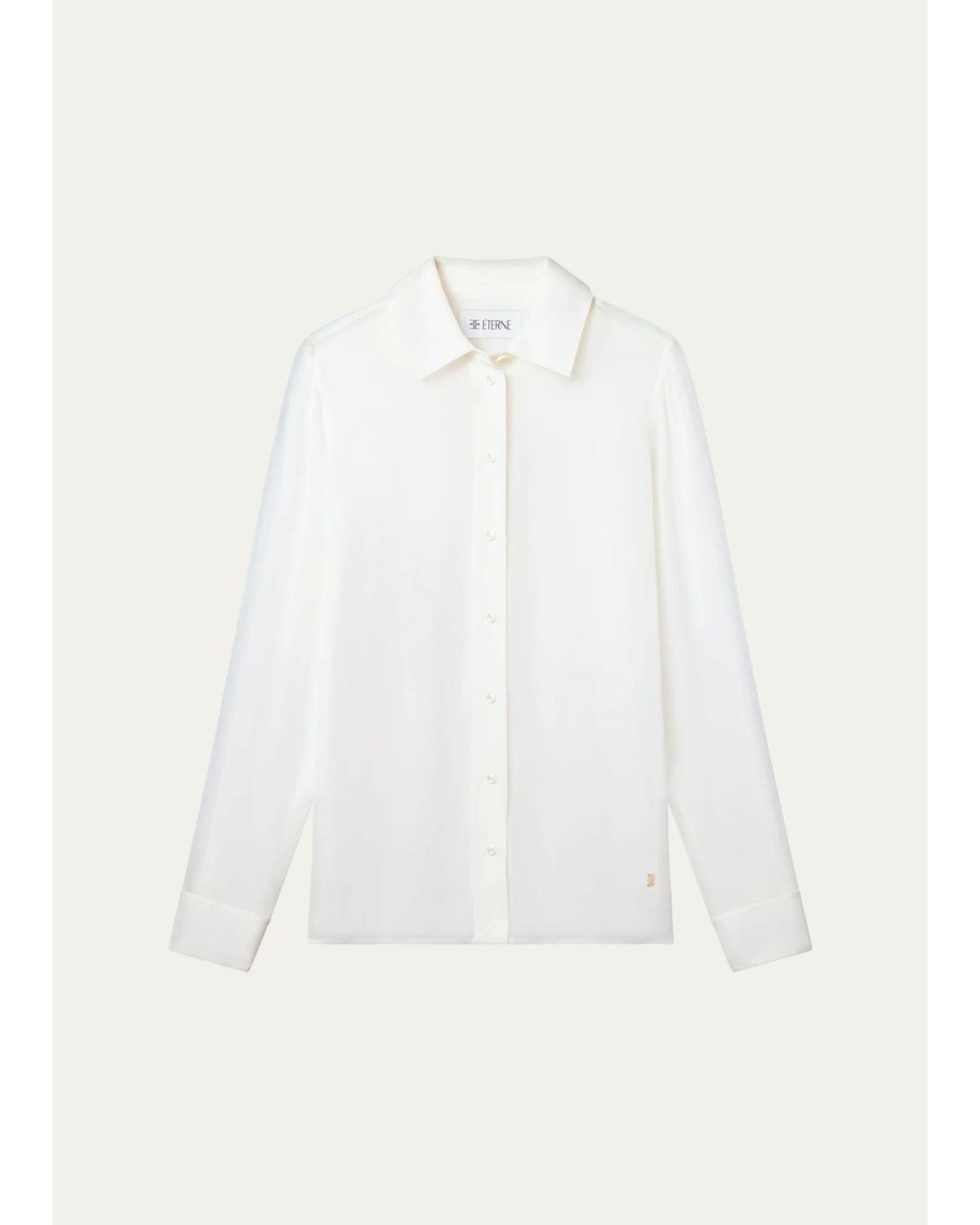 Constance Semi-Sheer Georgette Button-Front Shirt