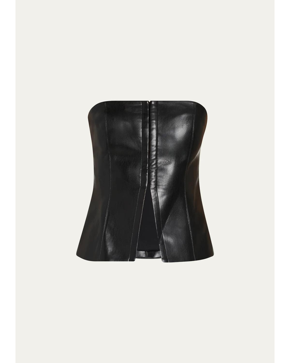Pat Faux-Leather Bustier Top