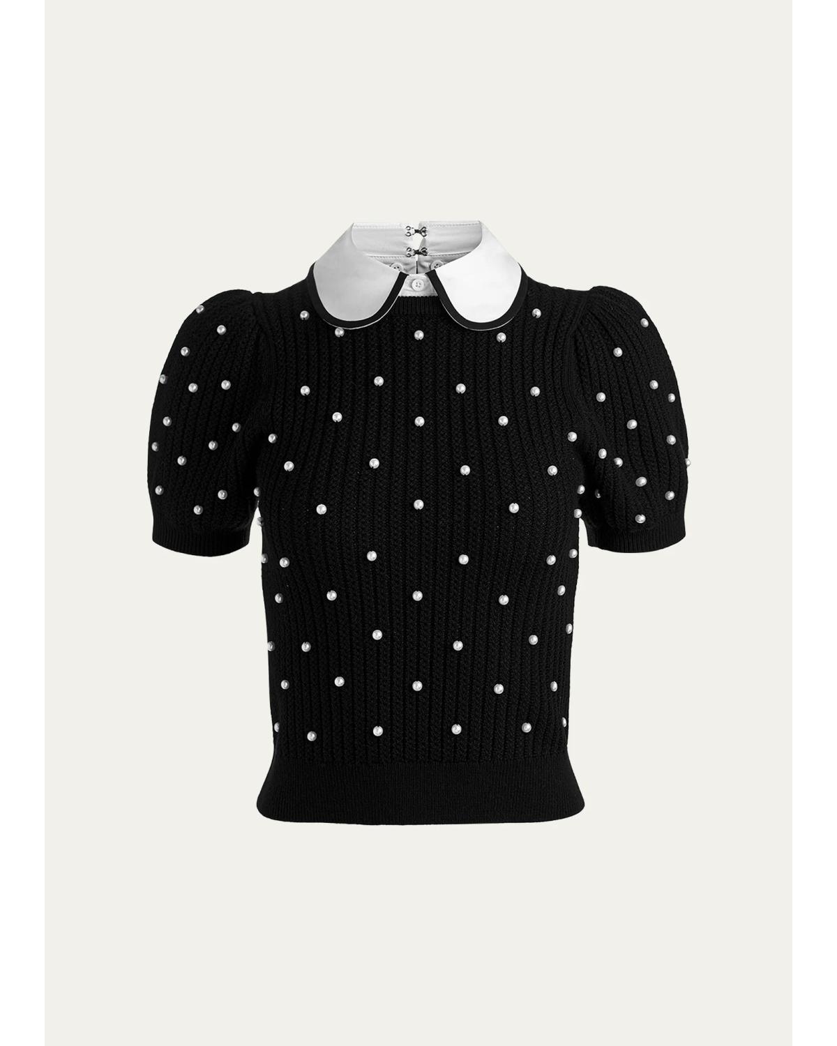 Chase Embellished Stretch-Wool Puff-Sleeve Sweater