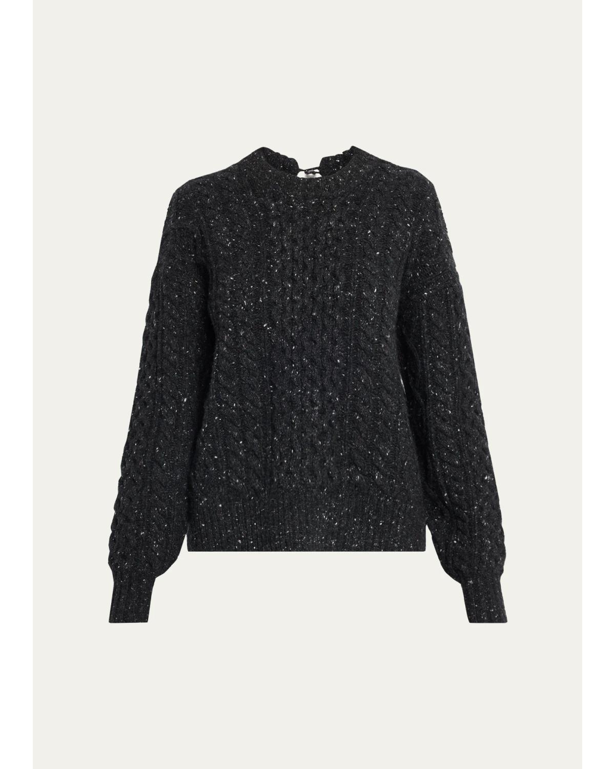 Tear Drop Aran Crewneck Sweater