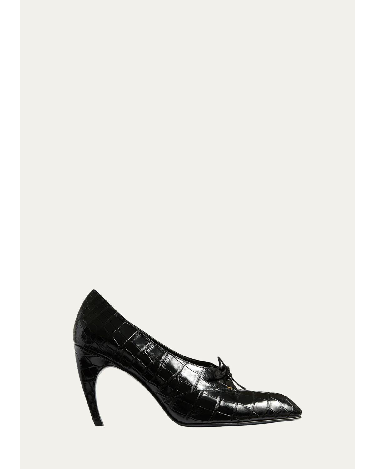 85Mm Colt Croc-Embossed Patent Leather Oxford Pumps