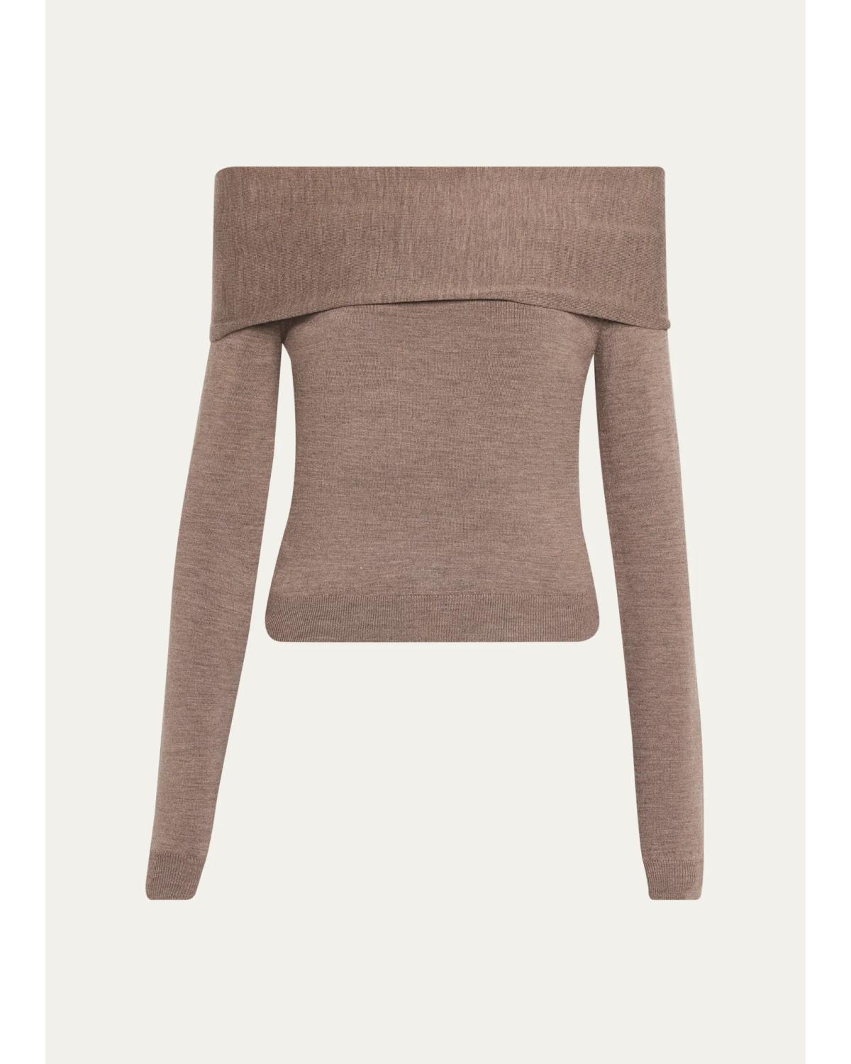 Simkhai Delphia Off-shoulder Wool Top In Brown