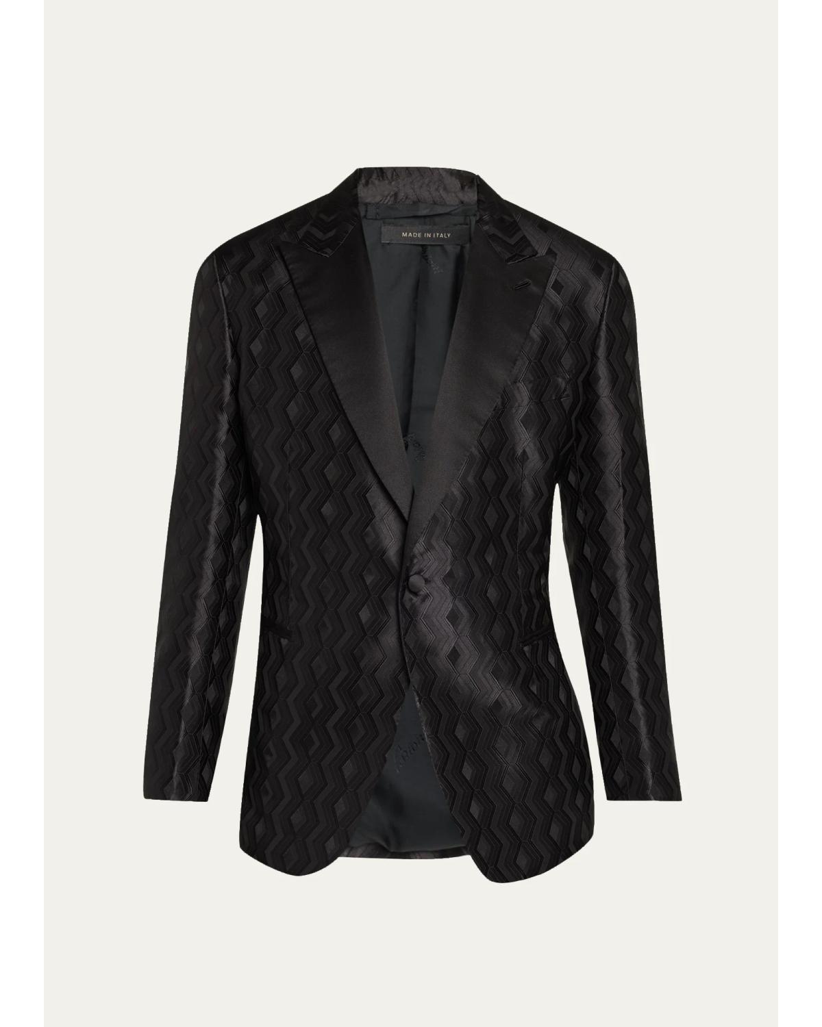 Men'S Wool Jacquard Single-Button Dinner Jacket