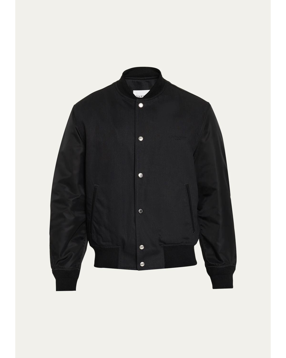 Men'S Embroidered Mixed Media Blouson Jacket
