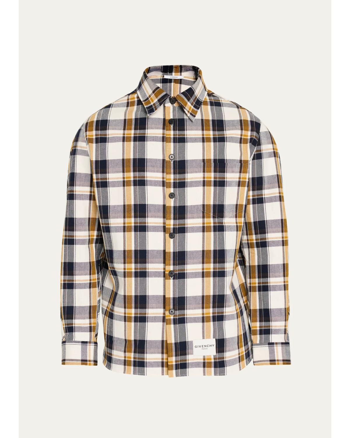 Men'S Couture Seam Checked Cotton Overshirt