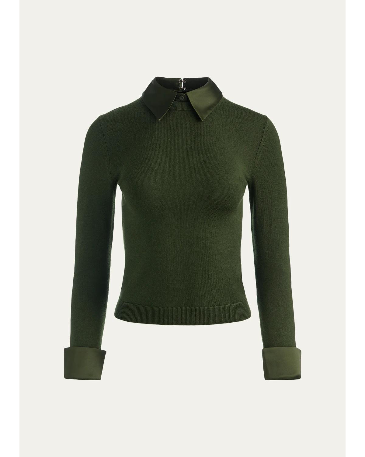 Porla Wool-Blend Spread-Collar Sweater