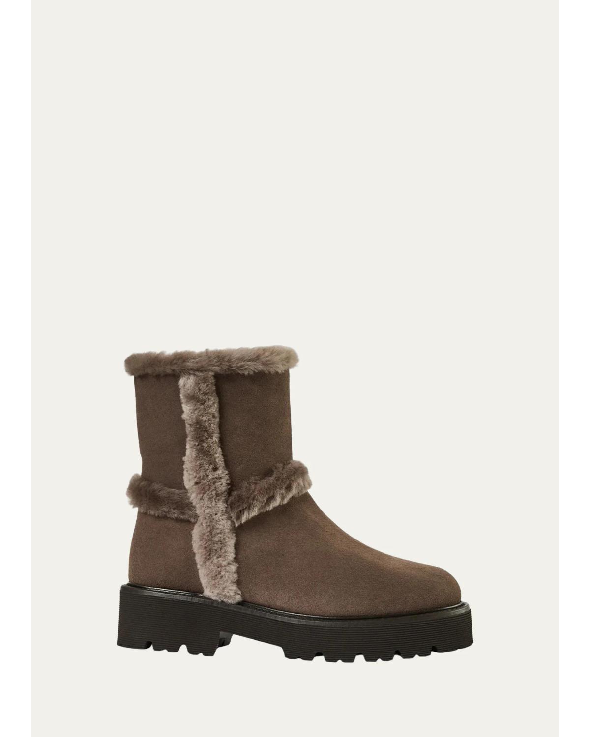 Ella Shearling-Trimmed Waterproof Ankle Boots