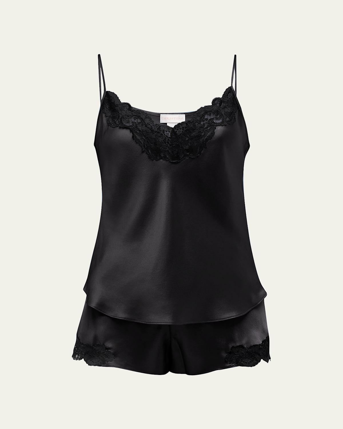 Bijoux Short Lace-Trim Silk Pajama Set