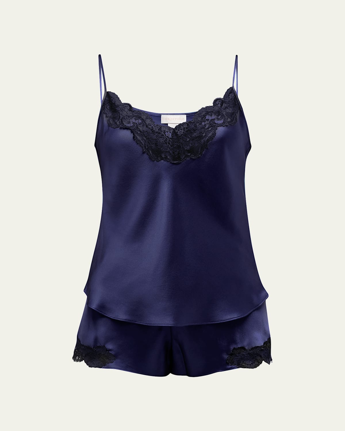 Bijoux Short Lace-Trim Silk Pajama Set