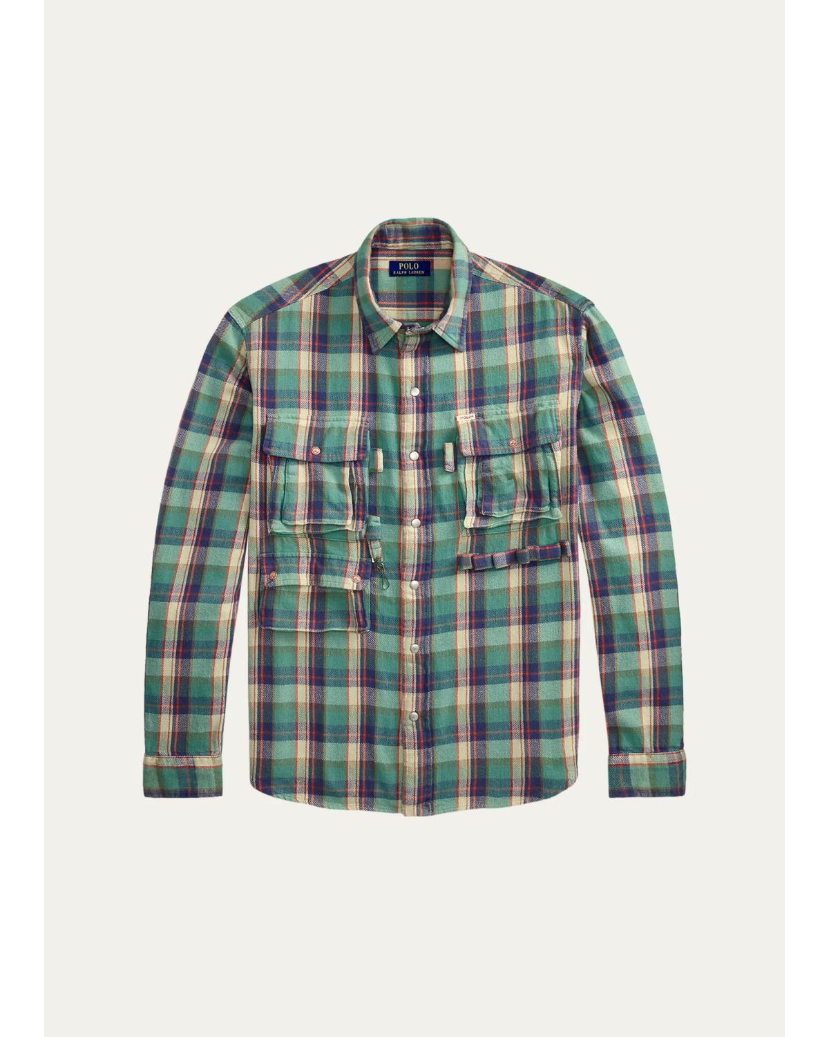 Men'S Classic Fit Plaid Brushed Flannel Shirt