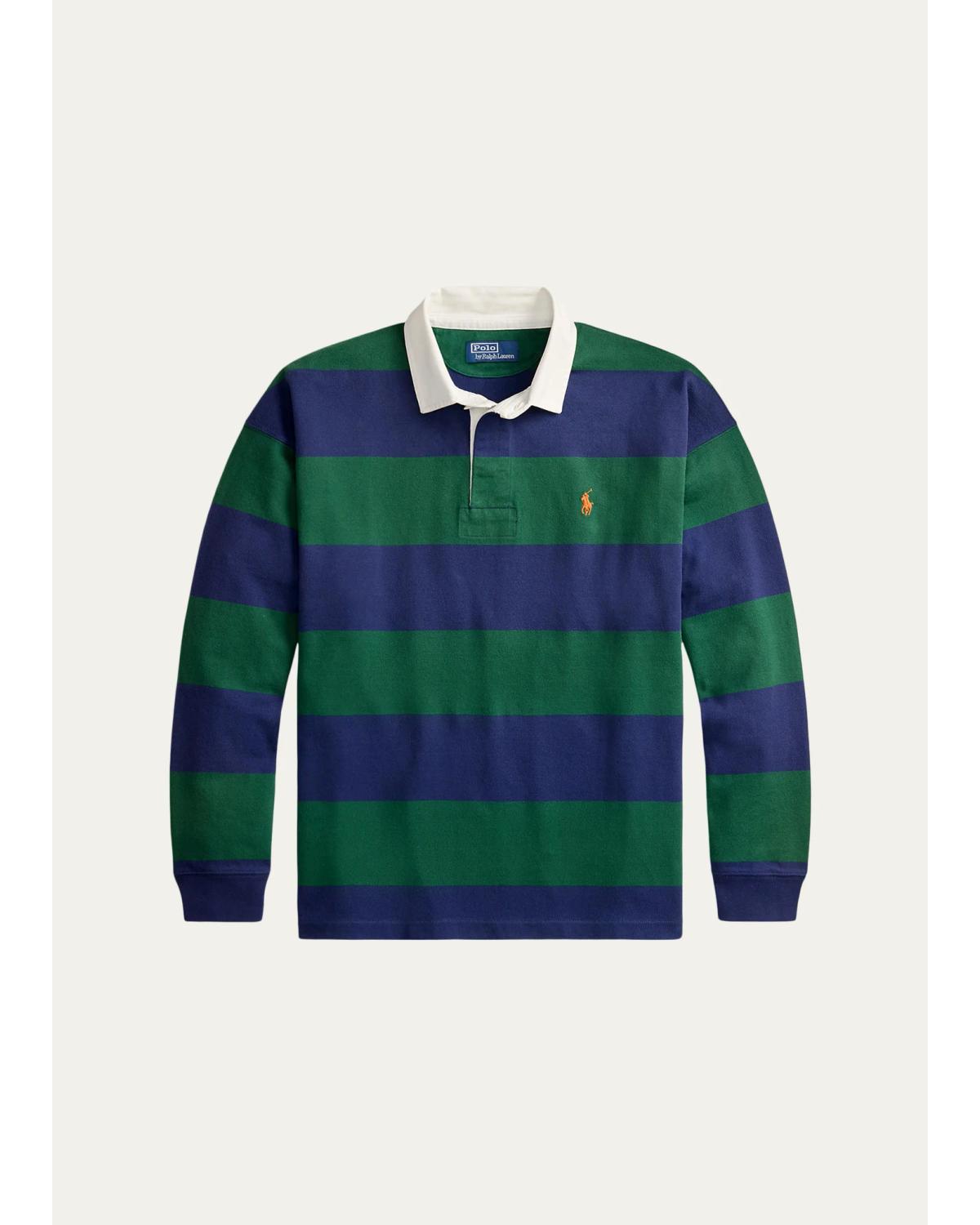 Men'S Big Fit Striped Jersey Rugby Shirt