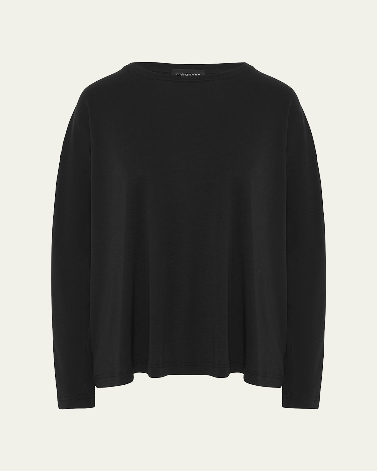 Shop Eskandar Long-sleeve Pima Cotton Top In Black